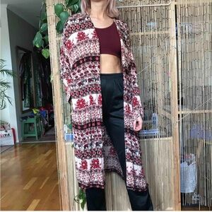 Zara Lightweight Flowy Boho Hippie Festival Elephant Open Front Cardigan Robe
